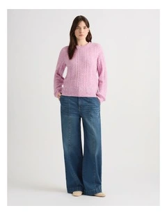 Magnus Cable Knit in Mauve Melange