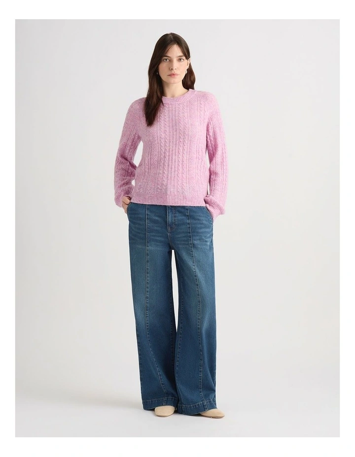 Magnus Cable Knit in Mauve Melange image 1
