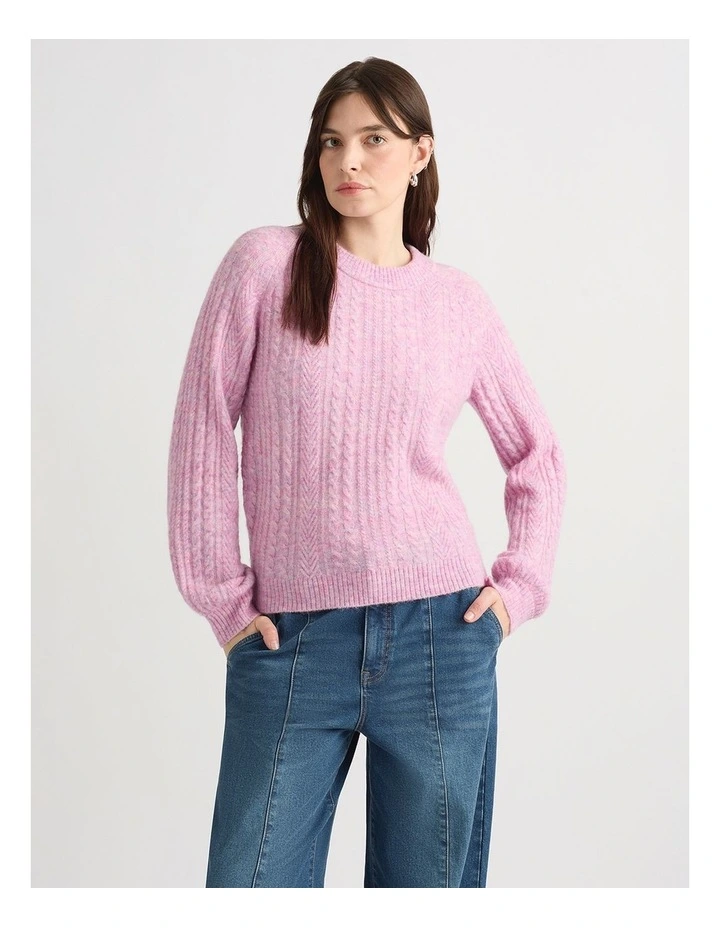 Magnus Cable Knit in Mauve Melange image 2