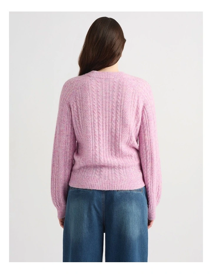 Magnus Cable Knit in Mauve Melange image 3
