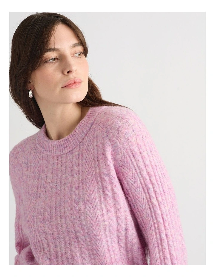 Magnus Cable Knit in Mauve Melange image 4