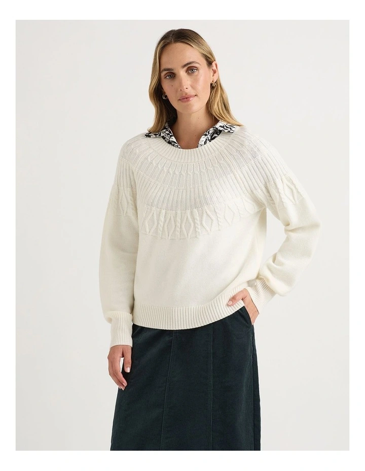 Saunder Fair Isle Merino Knit in Coconut image 2