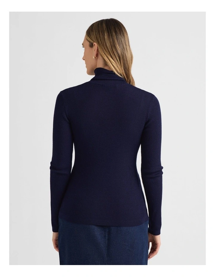 Stasia Merino Roll Neck Knit in Neptune Blue image 3
