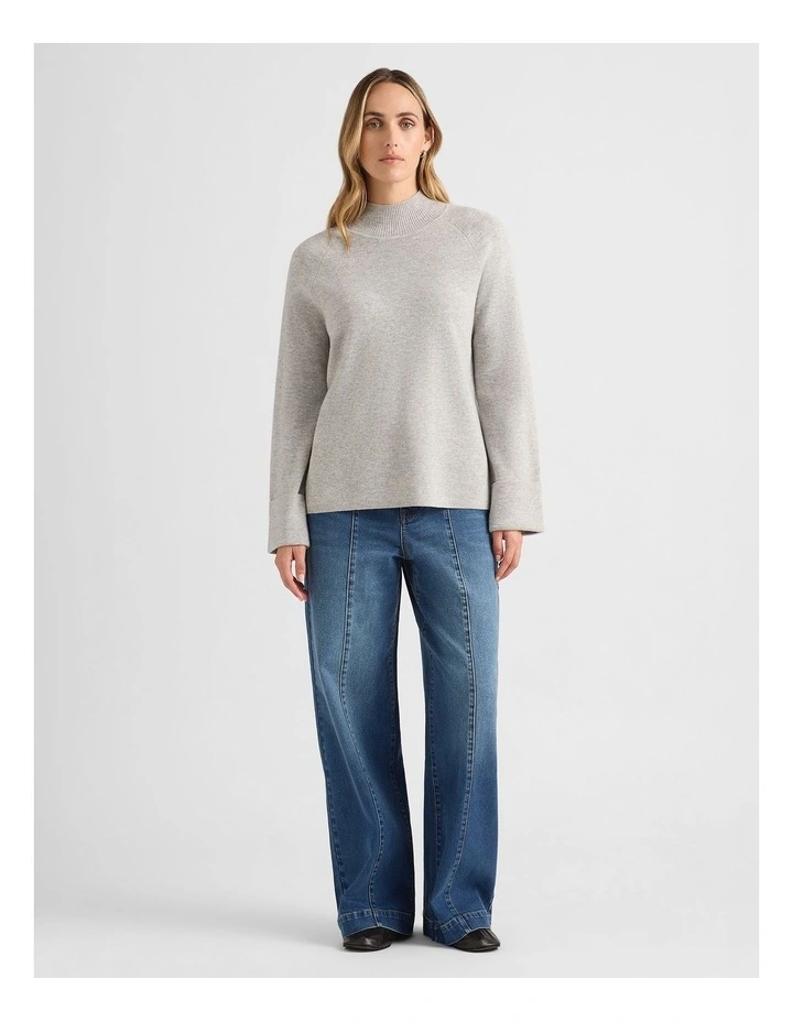 Sakura Merino Knit Jumper in Grey Melange image 2