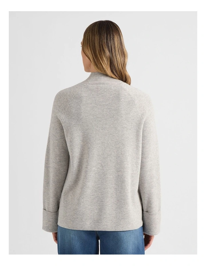 Sakura Merino Knit Jumper in Grey Melange image 3