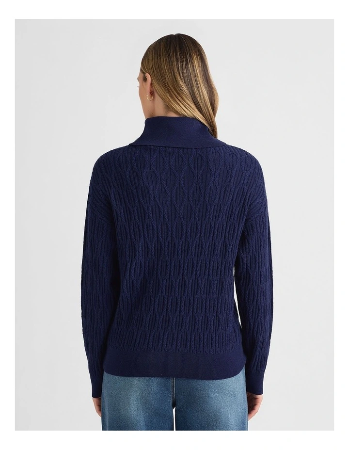 Saisha Merino Cable Knit in Neptune Blue image 3