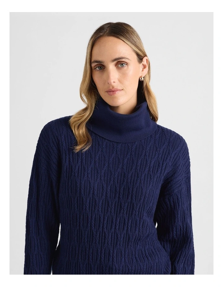Saisha Merino Cable Knit in Neptune Blue image 4