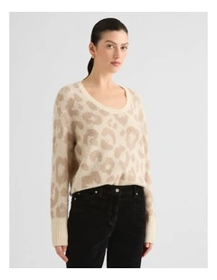 Kyha Animal Jacquard Knit in Ivory Multi
