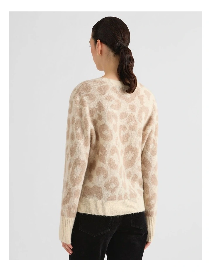 Kyha Animal Jacquard Knit in Ivory Multi image 3