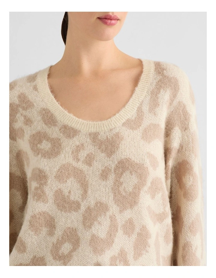Kyha Animal Jacquard Knit in Ivory Multi image 4
