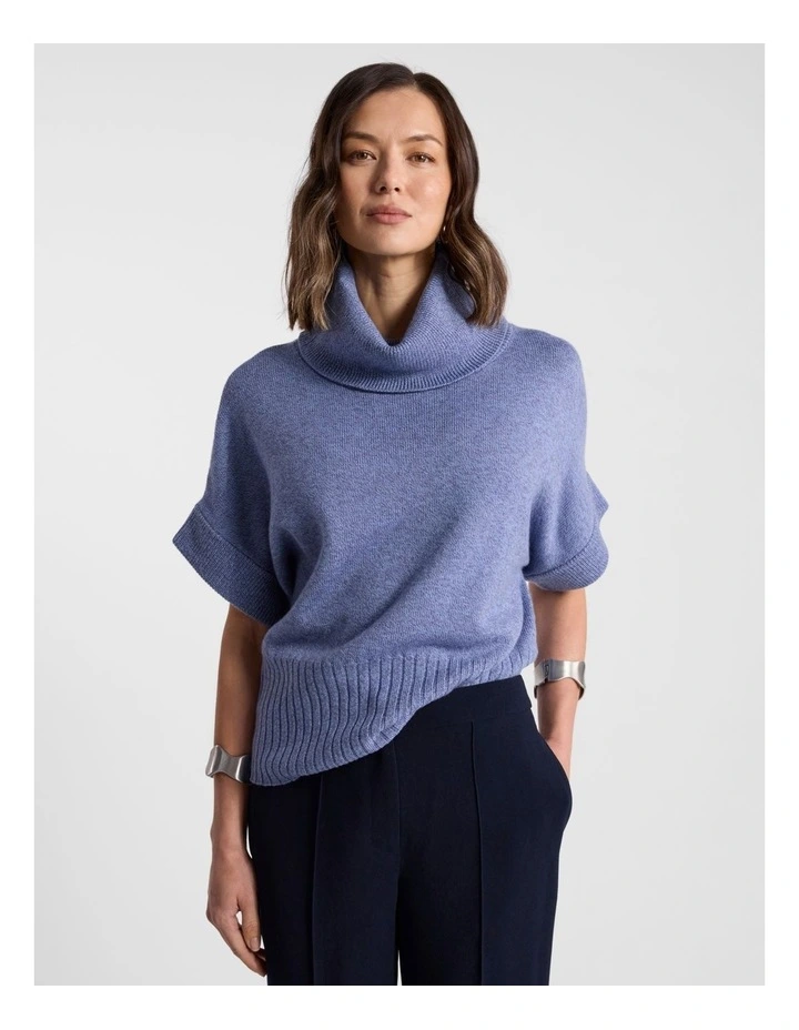 Roll Neck Gilet in Denim Melange image 1