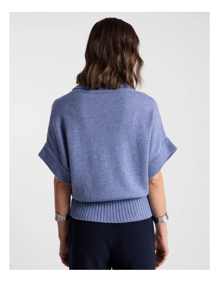 Roll Neck Gilet in Denim Melange image 3