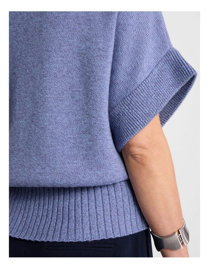 Roll Neck Gilet in Denim Melange image 4