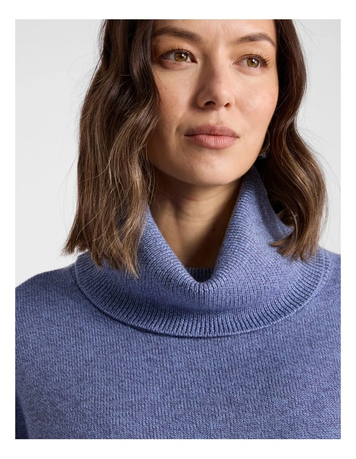 Roll Neck Gilet in Denim Melange image 5