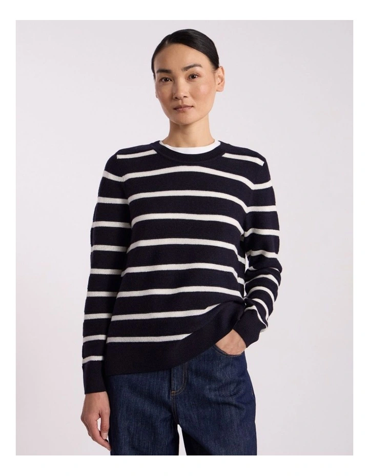 Rea Merino Stripe Knit in Navy Stripe image 1
