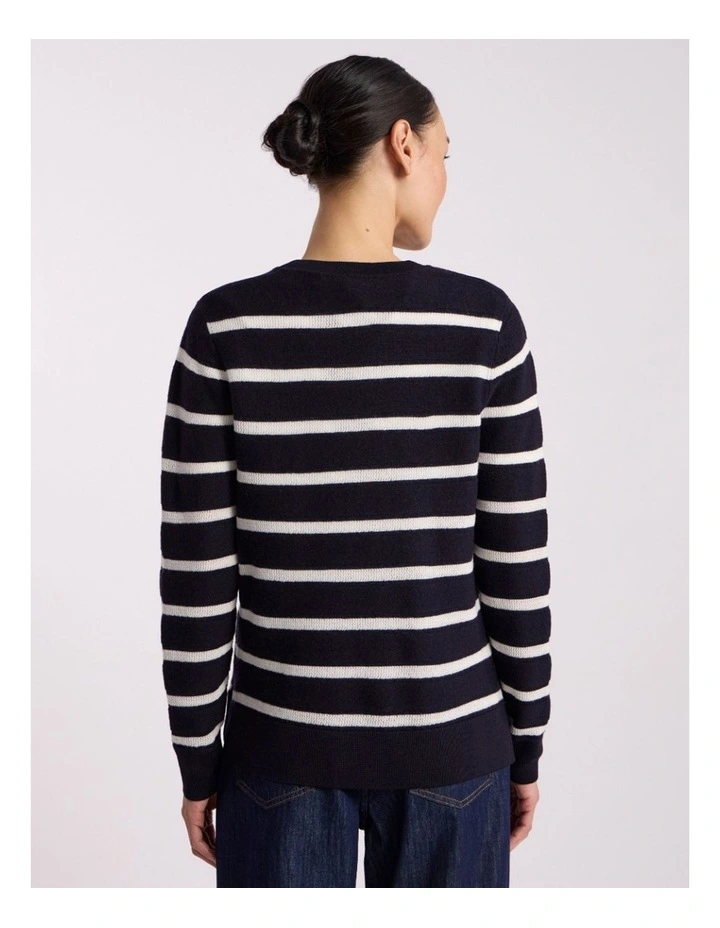 Rea Merino Stripe Knit in Navy Stripe image 3
