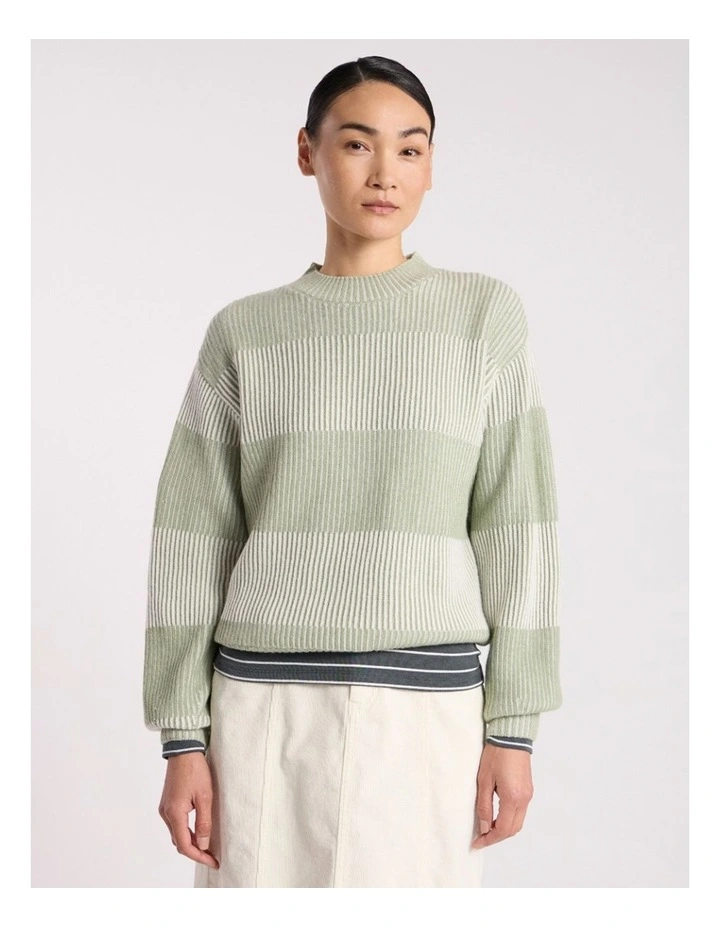 Lottie Merino Knit in Mojito Green Stripe image 2