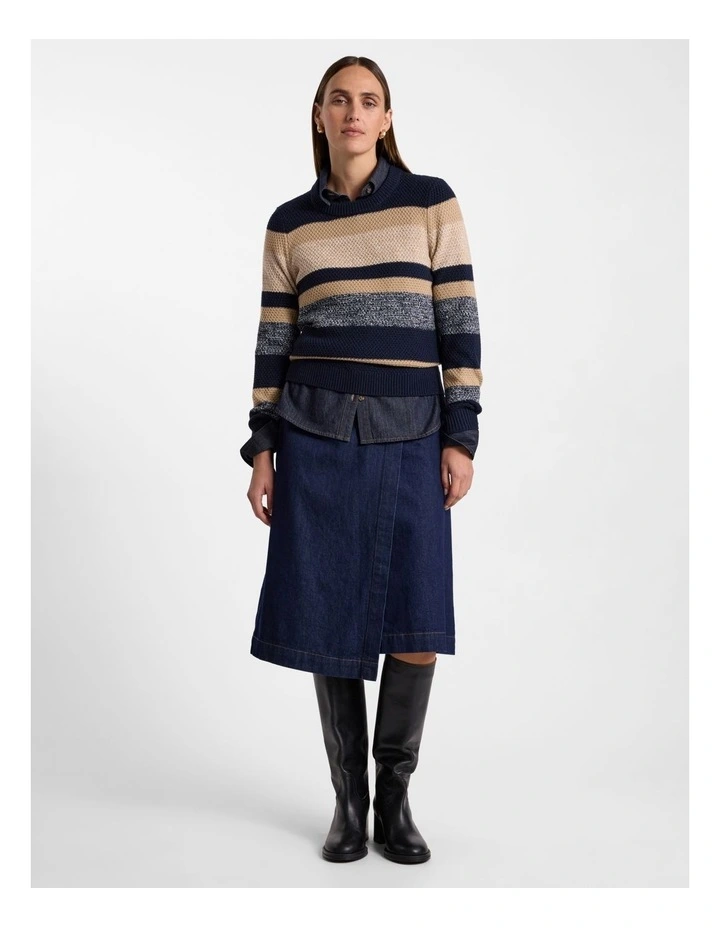 Delilah Merino Blend Knit in Navy Stripe image 2
