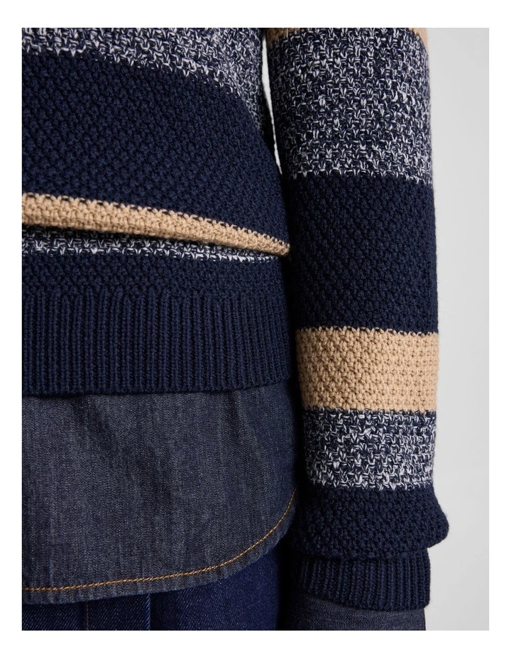 Delilah Merino Blend Knit in Navy Stripe image 4