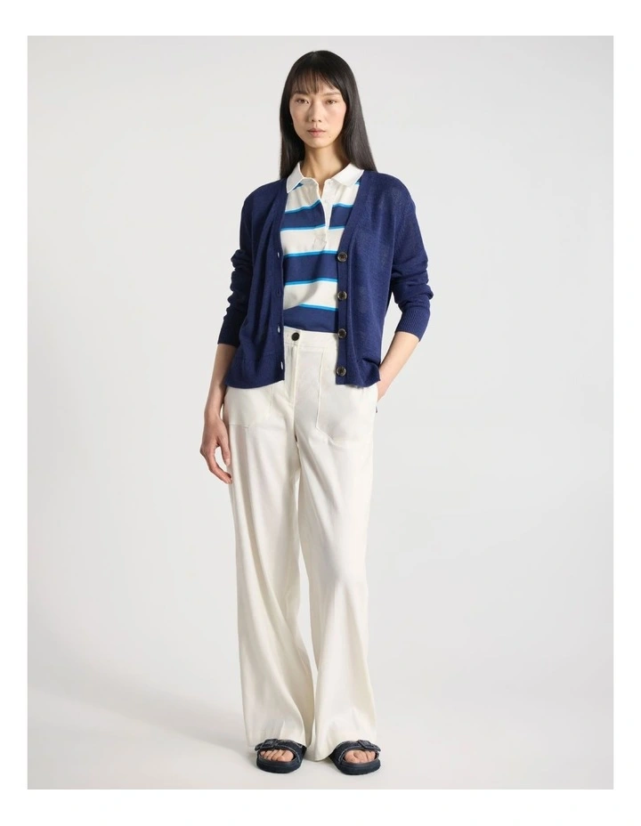 Alice Linen Blend Cardigan in Ocean Blue image 2