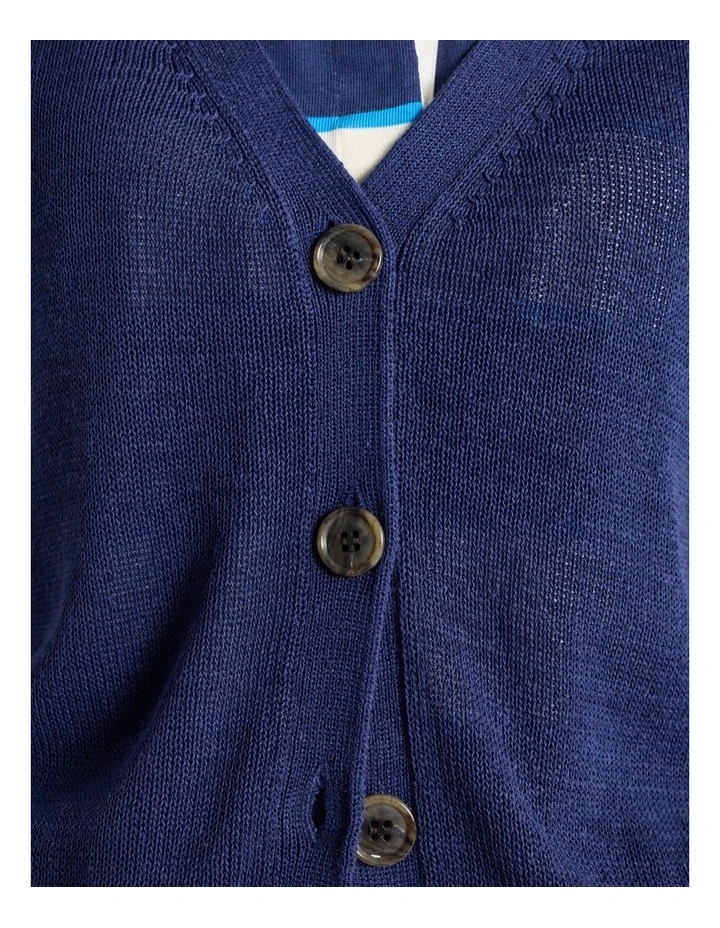 Alice Linen Blend Cardigan in Ocean Blue image 5