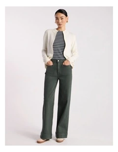 Zip Thru Merino Cardi in Ivory