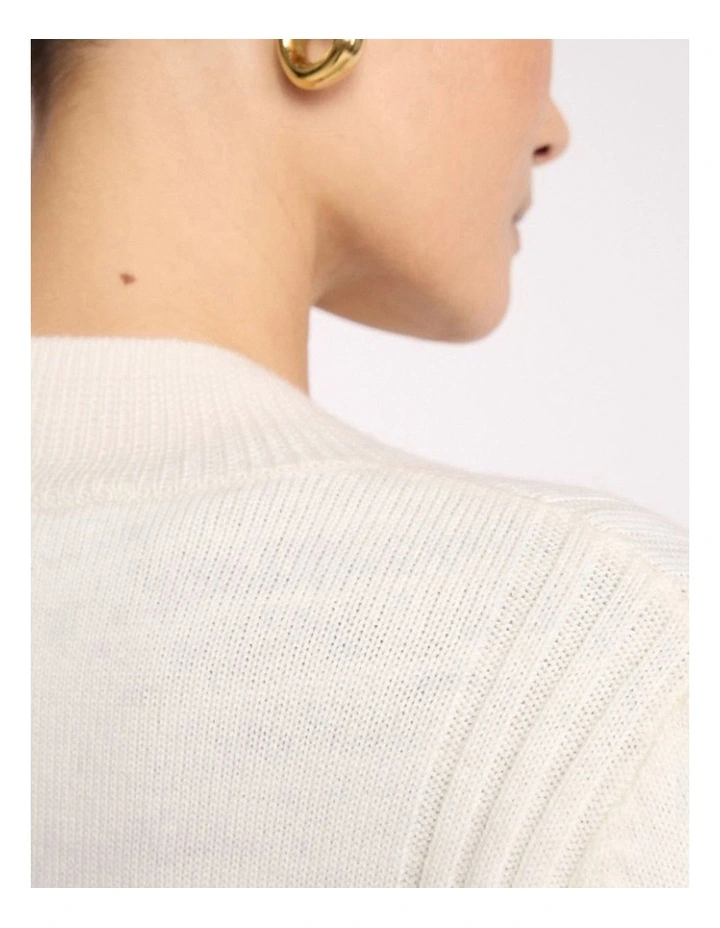 Zip Thru Merino Cardi in Ivory image 4