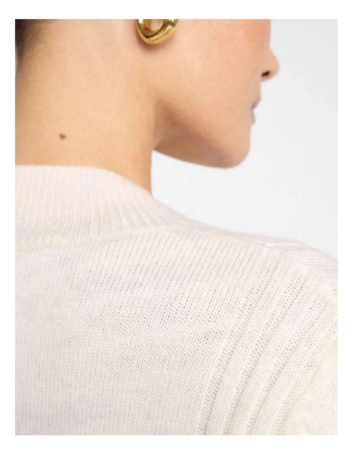 Zip Thru Merino Cardi in Ivory image 5
