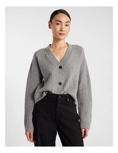 Zulu Merino Cardigan in Grey Melange