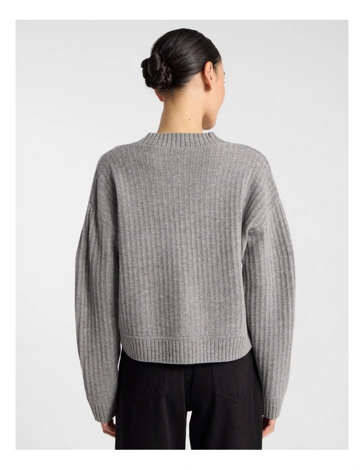 Zulu Merino Cardigan in Grey Melange image 3