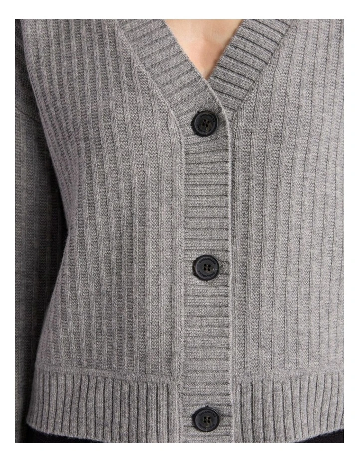Zulu Merino Cardigan in Grey Melange image 4