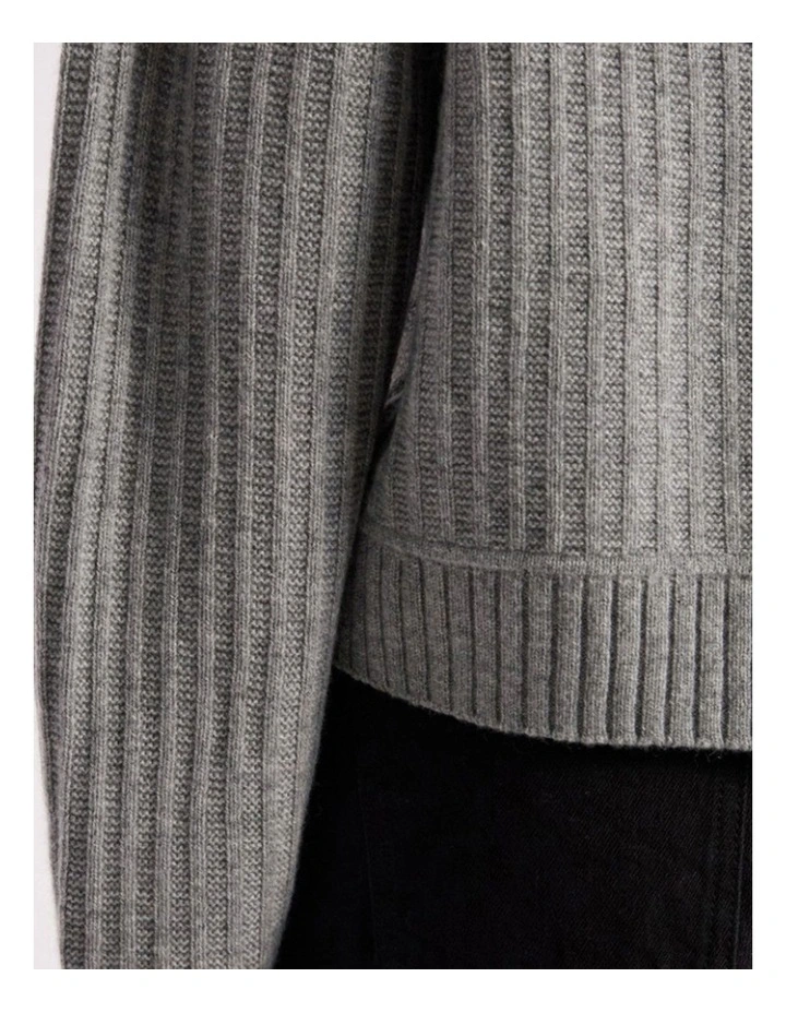 Zulu Merino Cardigan in Grey Melange image 4