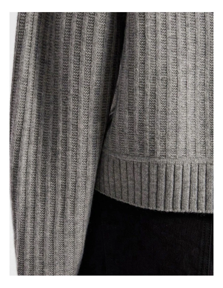 Zulu Merino Cardigan in Grey Melange image 5