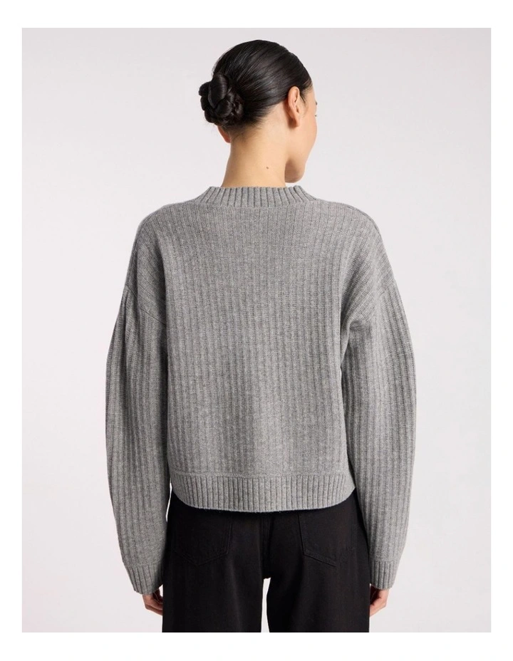 Zulu Merino Cardigan in Grey Melange image 5