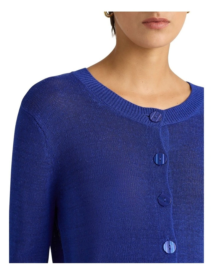 Isla Linen Mix Cardigan in Marina image 4