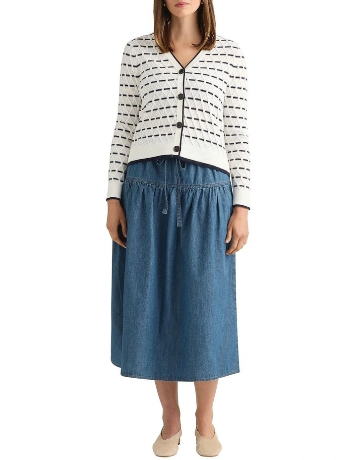 Decora Cable Knit Cardgian in Ivory Multi image 1