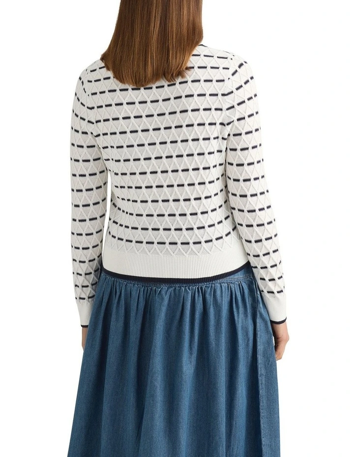 Decora Cable Knit Cardgian in Ivory Multi image 4