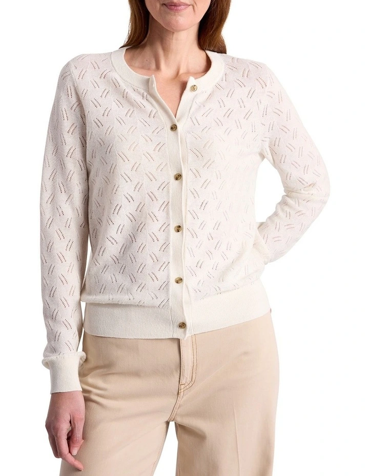 Elphaba Linen Cardigan in Ivory image 1