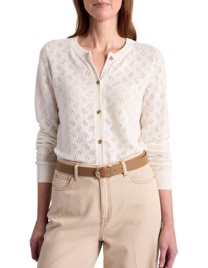 Elphaba Linen Cardigan in Ivory image 2