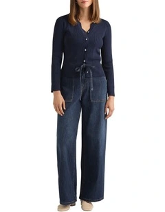 Stace Scalloped Cardigan in Navy