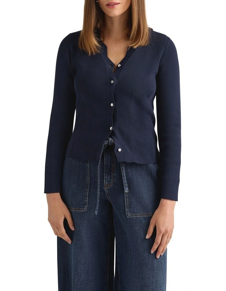 Stace Scalloped Cardigan in Navy image 2