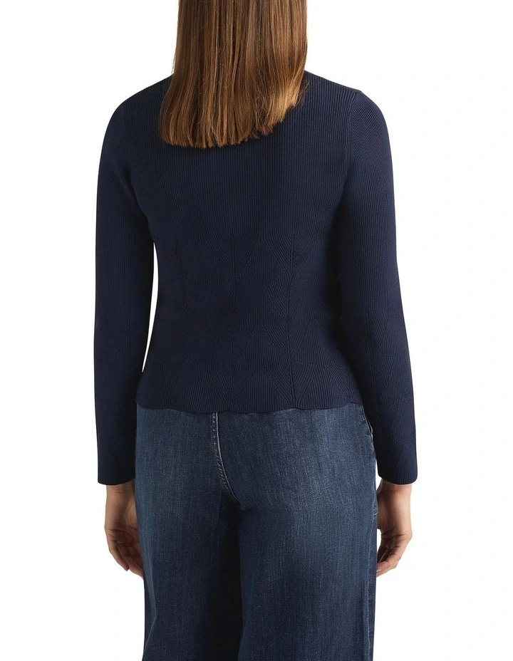Stace Scalloped Cardigan in Navy image 4