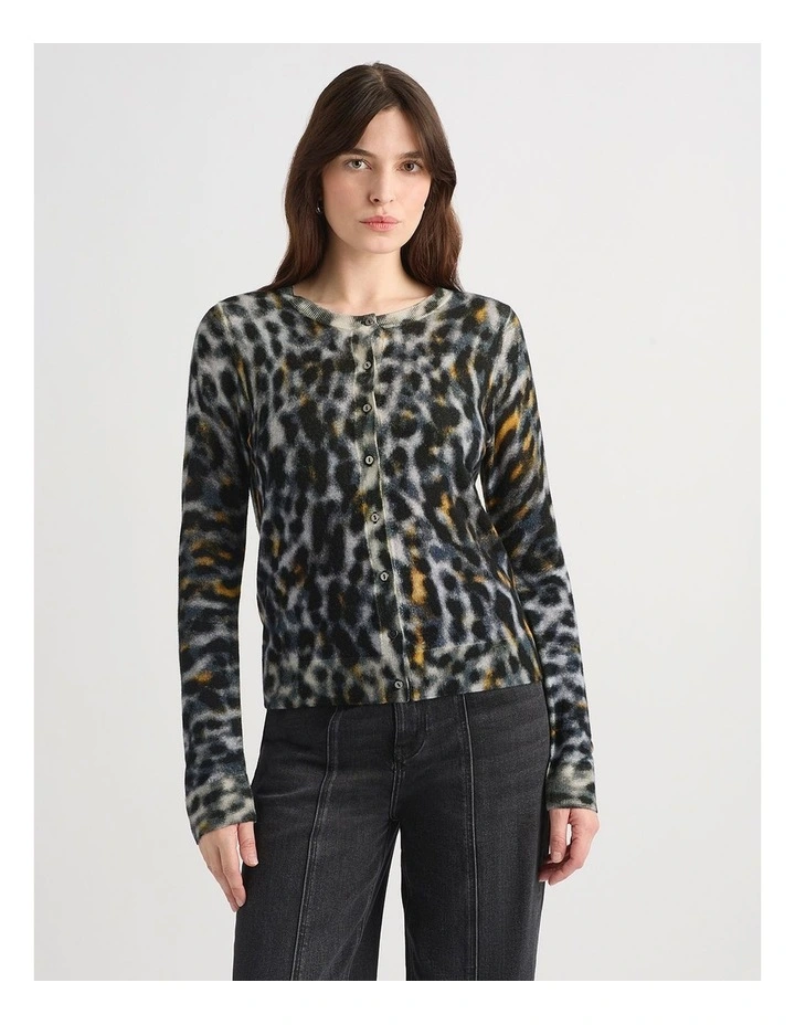 Clara Merino Cardigan in Black Multi image 2