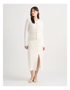 Perle Wool Blend Cardigan in Ivory
