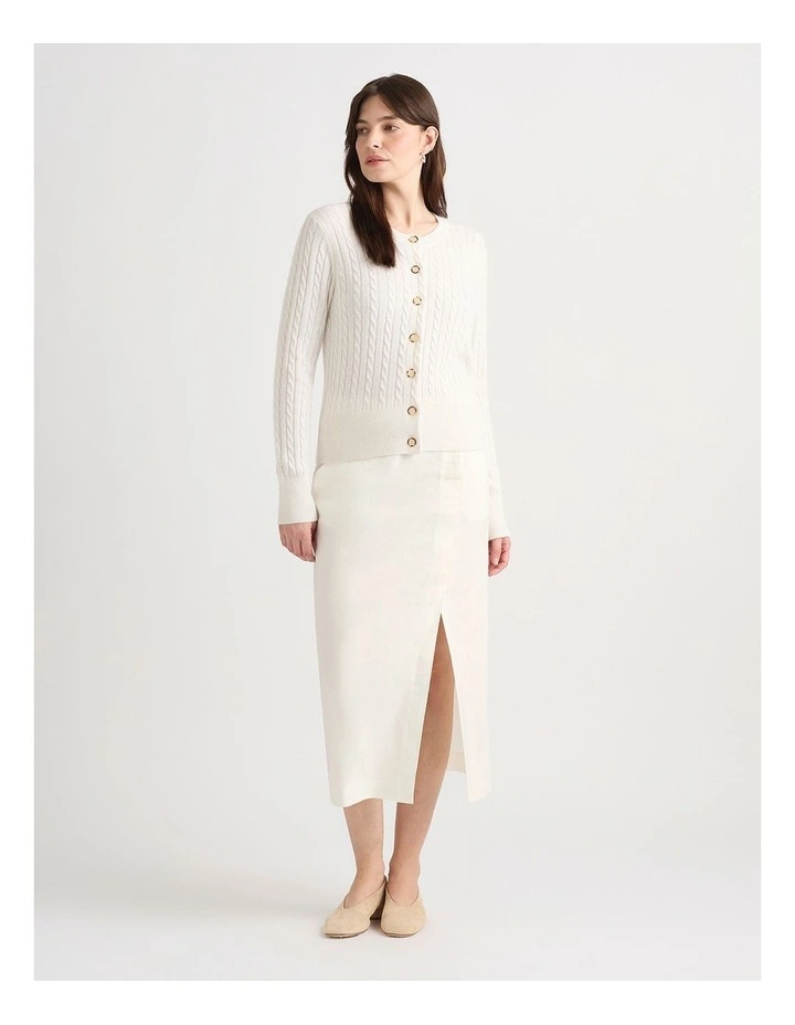Perle Wool Blend Cardigan in Ivory image 1