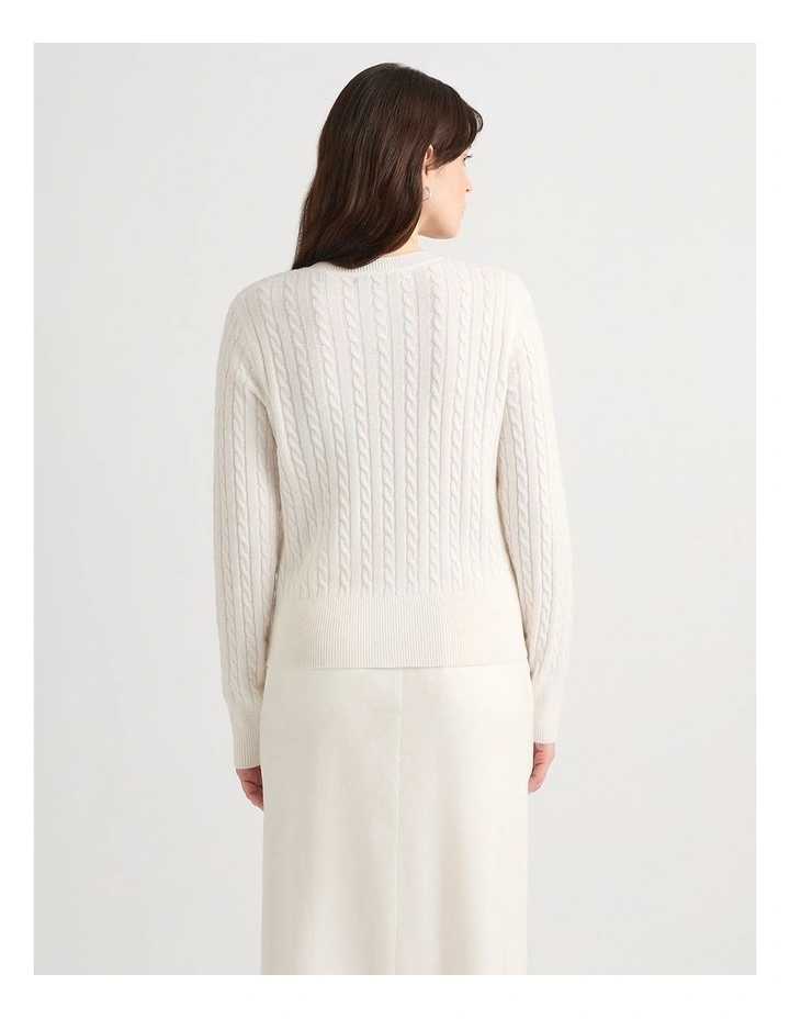 Perle Wool Blend Cardigan in Ivory image 3
