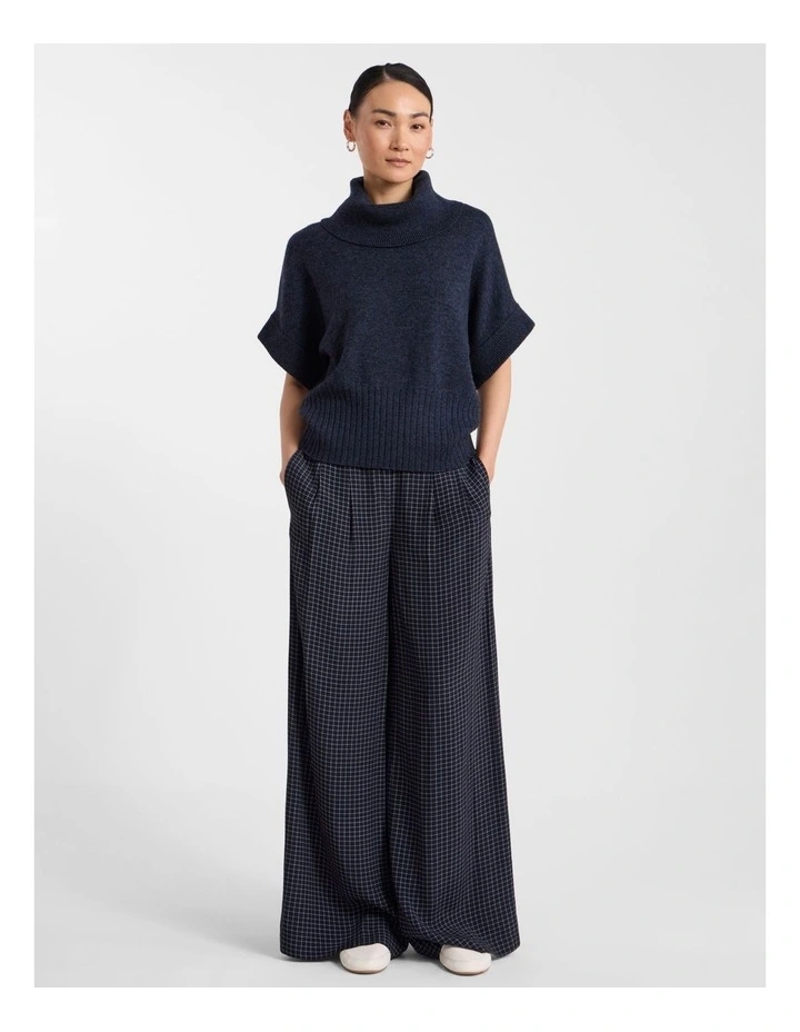 Roll Neck Gilet in Navy Melange image 2