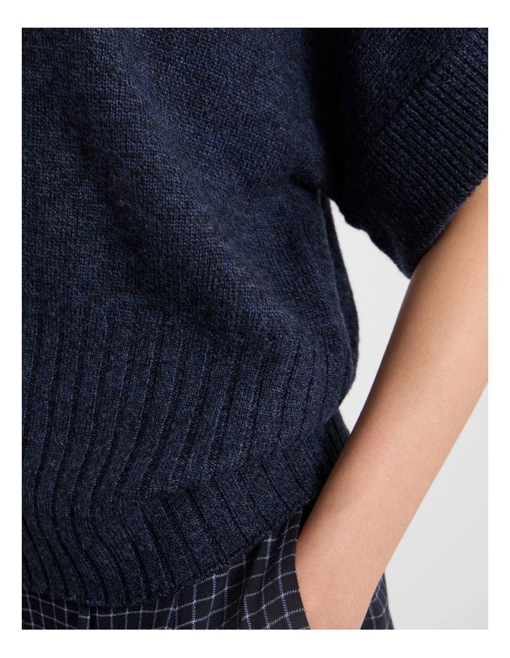Roll Neck Gilet in Navy Melange image 4