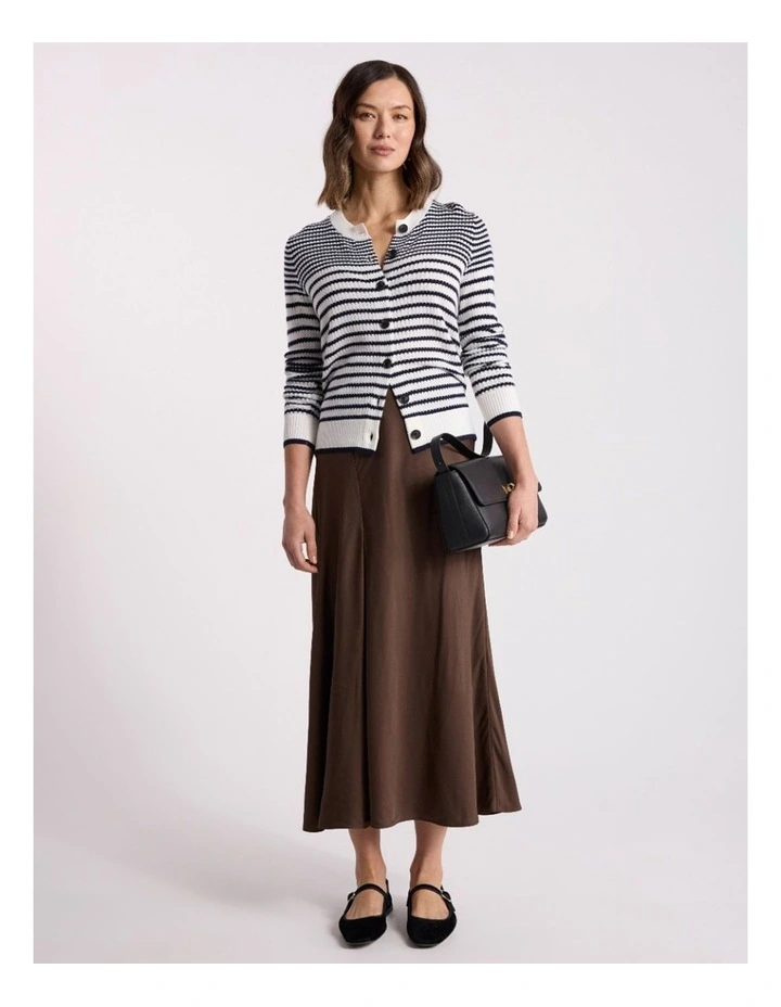 Zoe Wool Blend Cardigan in Navy Stripe image 1