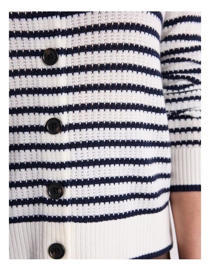 Zoe Wool Blend Cardigan in Navy Stripe image 3